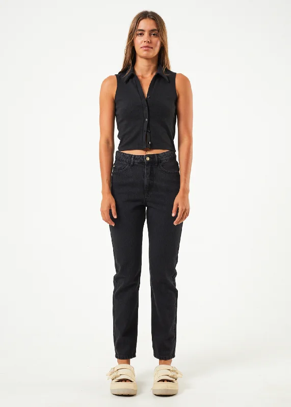 Sports Casual Style AFENDS Womens Kylie - Denim Slim Fit Jeans - Washed Black