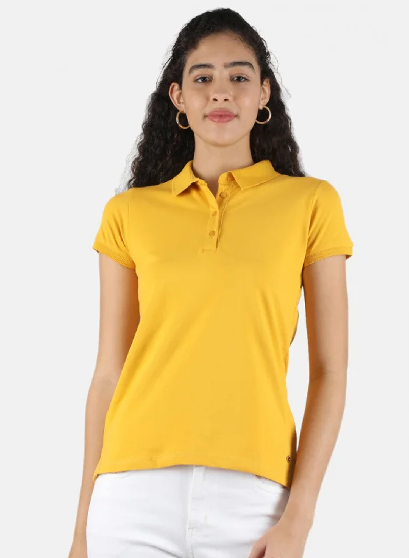 Fashion Style Women Mustard Plain T-Shirt