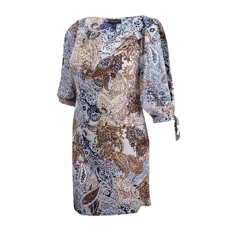 Celebrity Style Connected Women's Paisley-Print Split-Sleeve Dress