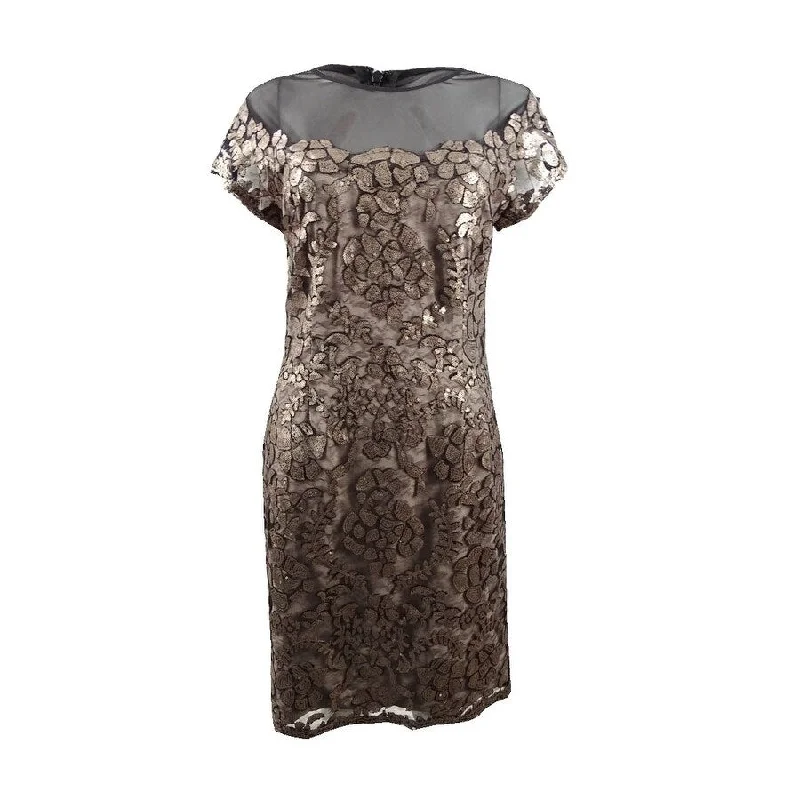 Personality Publicity Tahari ASL Women's Sequin Lace Illusion Dress