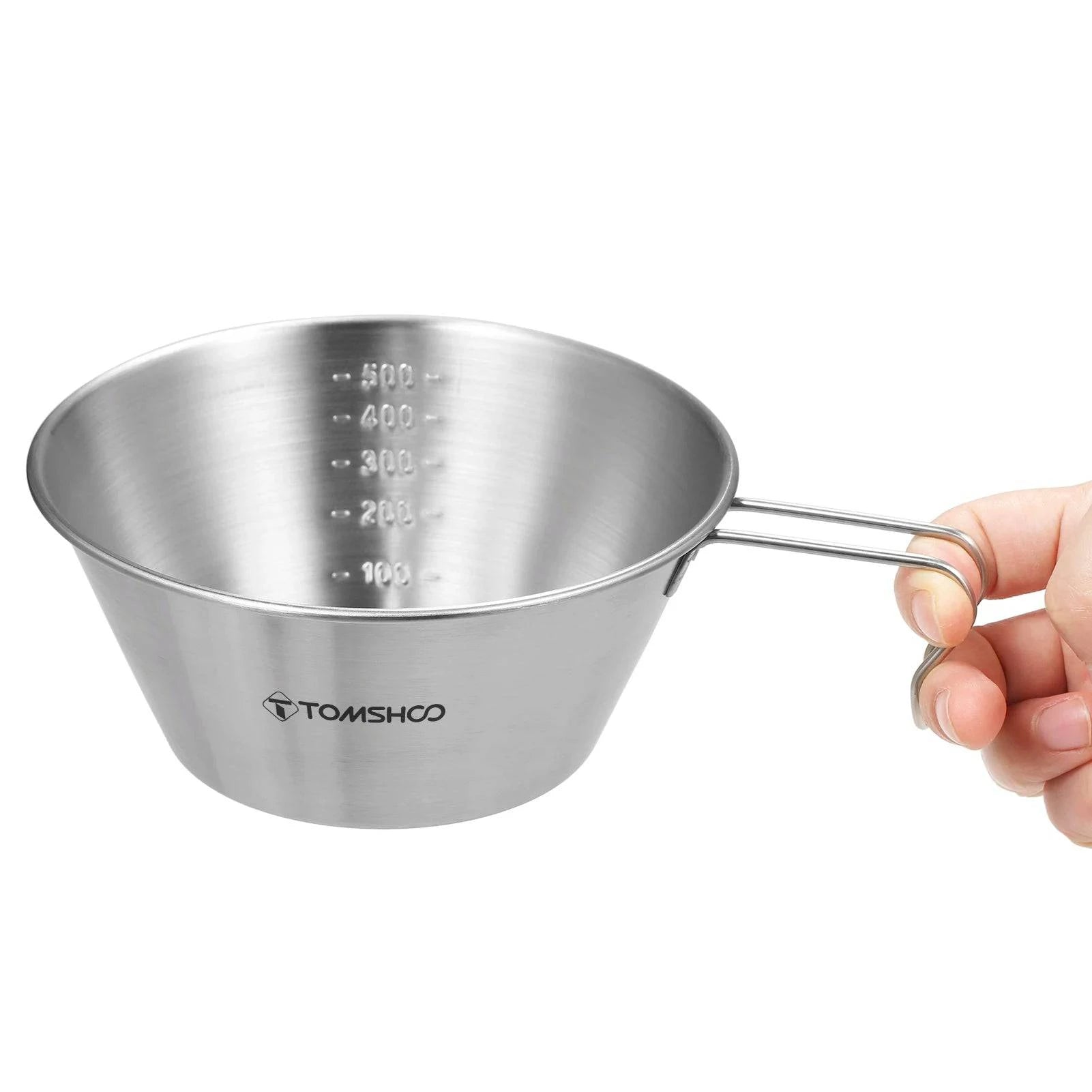 Short Design TOMSHOO Stainless Steel Sierra Cup 200ml/500ml Measuring Cup Bowl for Outdoor Camping Backpacking Picnic