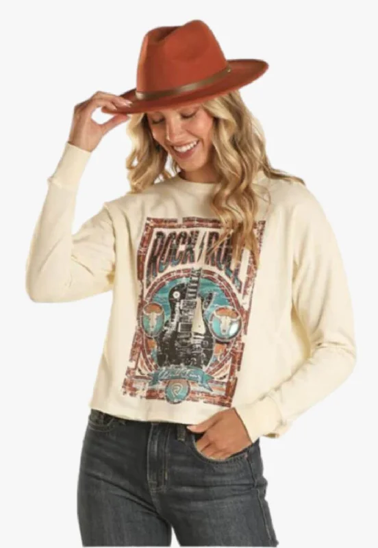Chic Relaxation Rock and Roll Womens Guitar Graphic Pullover