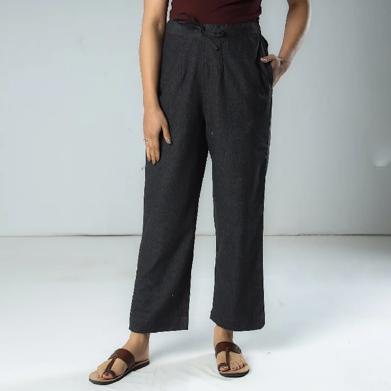 Printed pattern Black & Grey Texture Plain Dyed Cotton Relaxed Fit Pant