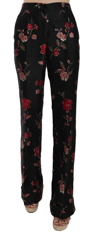 Sweet Breath Dolce & Gabbana  Black Floral Brocade Trousers