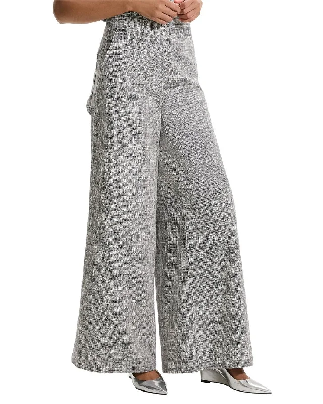 Street Casual Style Theory Canvas Tweed Wide Leg Pant