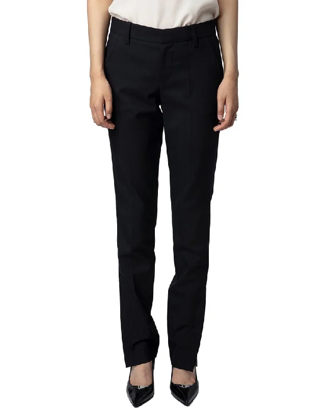 Retro Style Zadig & Voltaire Prune Zip Tailleur Wool Pant