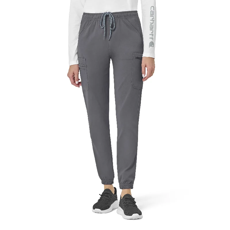 Street Vertical And Horizontal Design Carhartt Rugged Flex Peak Women's Cargo Jogger Scrub Pant - Pewter